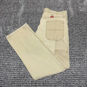 Wrangler Mens Carpenter Pants 34x32 Tan Straight Leg Cotton Work Utility Jeans